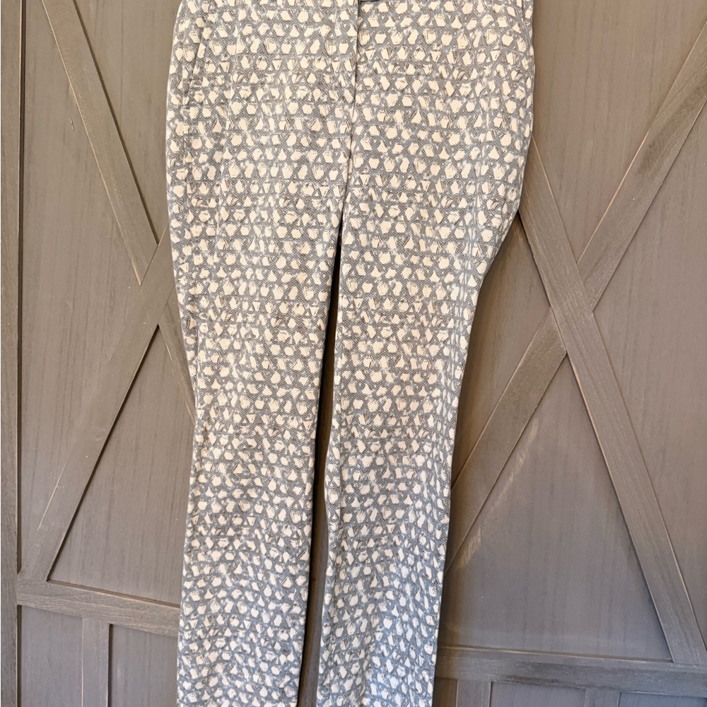 Peserico Cream and Gray/Blue Patterned Trousers